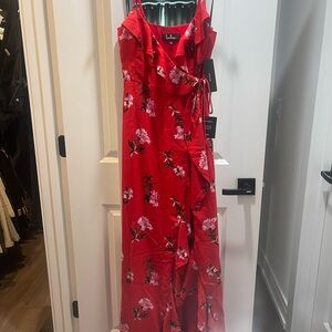 Lulu's Red Ruffled Wrap Maxi Dress
